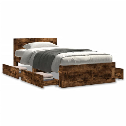 Giroletto con Testiera Rovere Fumo 90x190 cm Legno Multistrato