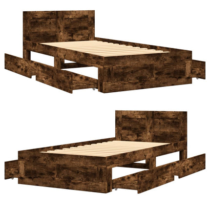 Giroletto con Testiera Rovere Fumo 90x190 cm Legno Multistrato