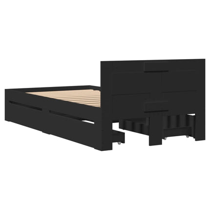 Giroletto con Testiera Nero 75x190 cm in Legno Multistrato