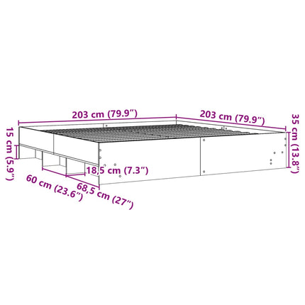 Giroletto senza Materasso Rovere Sonoma 200x200cm in Truciolato
