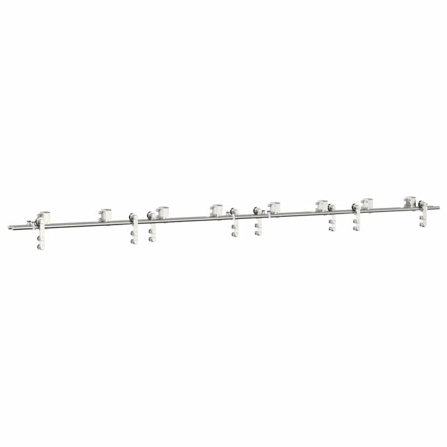 Kit Binari Porta Scorrevole 366 cm Acciaio Inossidabile Argento