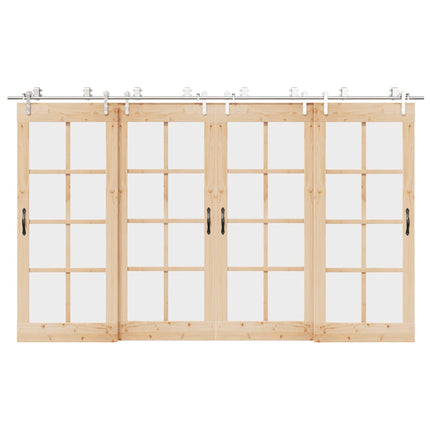 Kit Binari Porta Scorrevole 366 cm Acciaio Inossidabile Argento