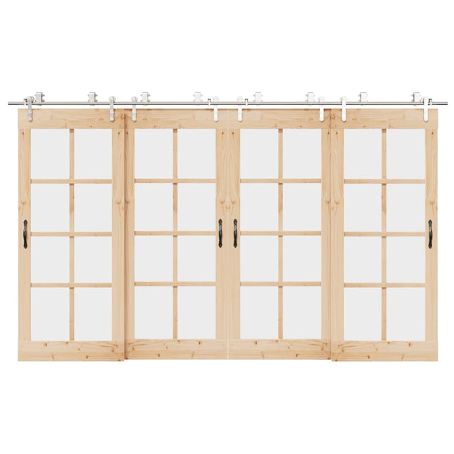 Kit Binari Porta Scorrevole 366 cm Acciaio Inossidabile Argento