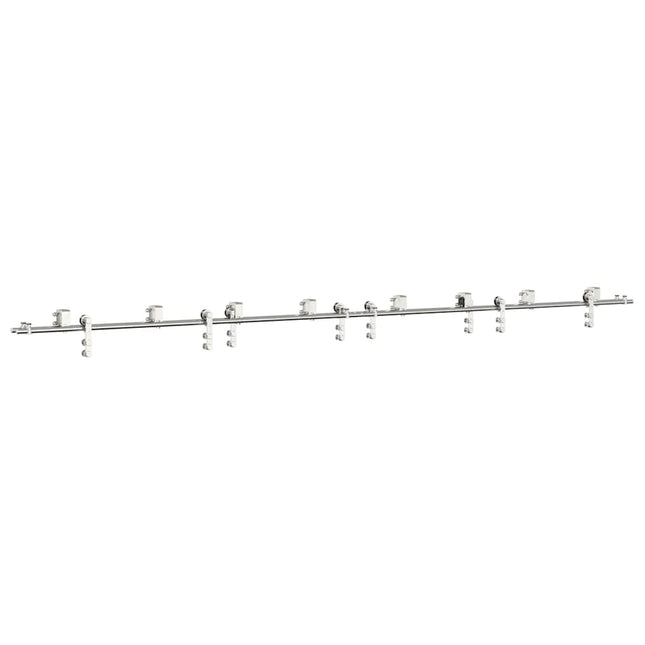 Kit Binari Porta Scorrevole 400 cm Acciaio Inossidabile Argento