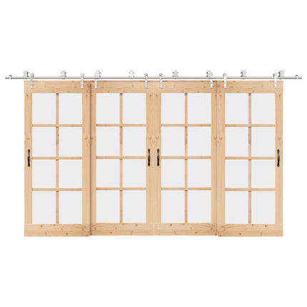Kit Binari Porta Scorrevole 400 cm Acciaio Inossidabile Argento