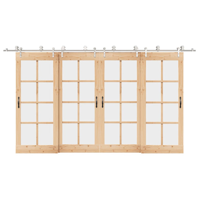 Kit Binari Porta Scorrevole 400 cm Acciaio Inossidabile Argento