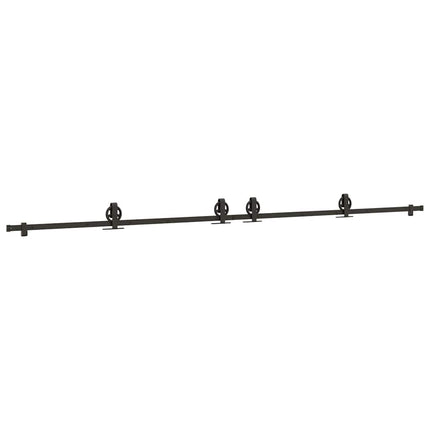 Kit di Binari per Porte Scorrevoli 366 cm Acciaio Nero