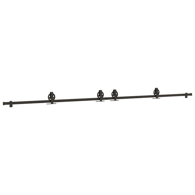 Kit di Binari per Porte Scorrevoli 366 cm Acciaio Nero