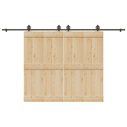 Kit di Binari per Porte Scorrevoli 366 cm Acciaio Nero