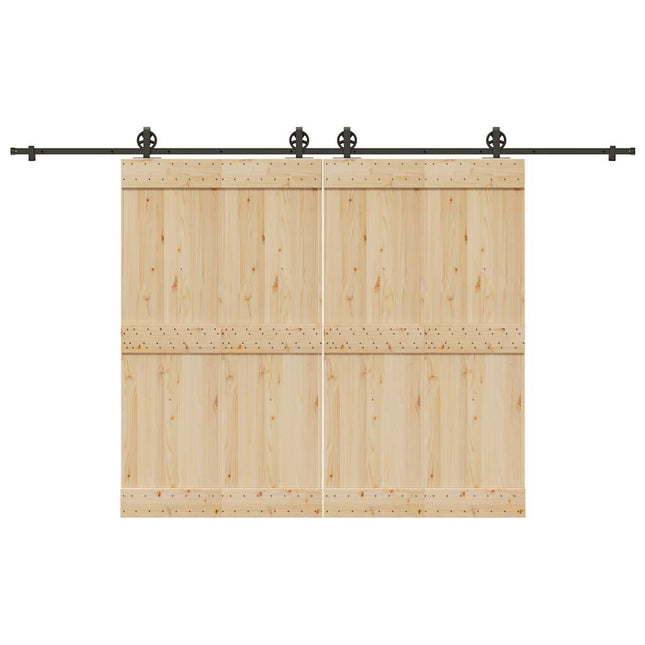 Kit di Binari per Porte Scorrevoli 366 cm Acciaio Nero