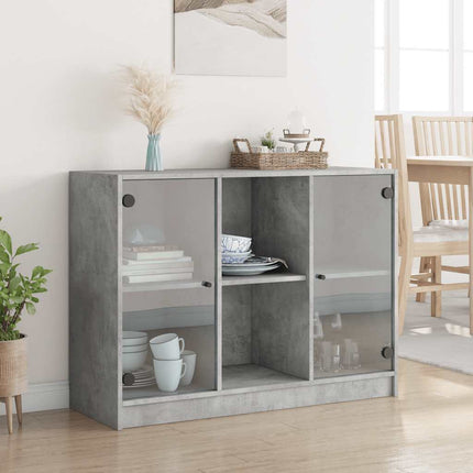 Credenza Grigio Cemento 102x37x75,5 cm in Legno Multistrato