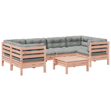 Set Divani Giardino 7 pz Cuscini Legno Massello Abete Douglas
