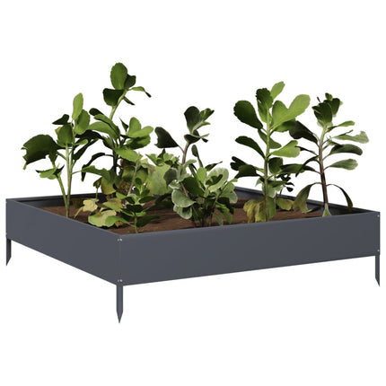 Fioriera Rialzata da Giardino Antracite 100x100x26 cm Acciaio