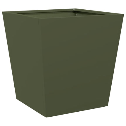 Fioriere da Giardino 2 pz Verde Oliva 40x40x40 cm in Acciaio