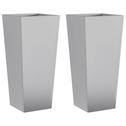 Fioriere da Giardino 2 pz 35x35x75 cm in Acciaio Zincato