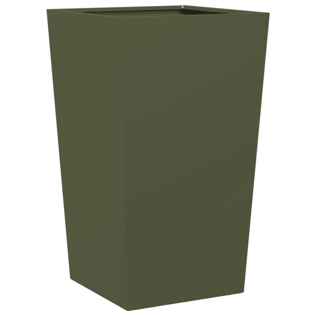 Fioriera da Giardino Verde Oliva 45x45x75 cm in Acciaio