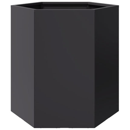 Fioriere da Giardino 2 pz Esagono Nero 46x40x45 cm Acciaio