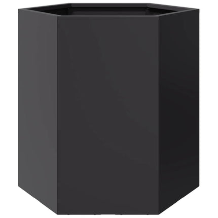 Fioriere da Giardino 2 pz Esagono Nero 46x40x45 cm Acciaio
