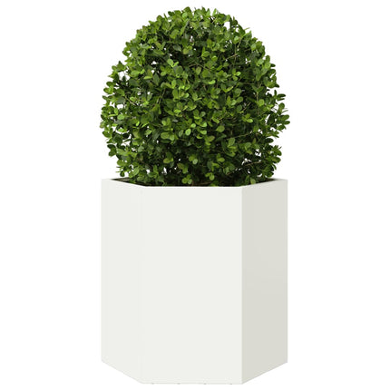 Fioriere da Giardino 2 pz Esagono Bianco 46x40x45 cm Acciaio