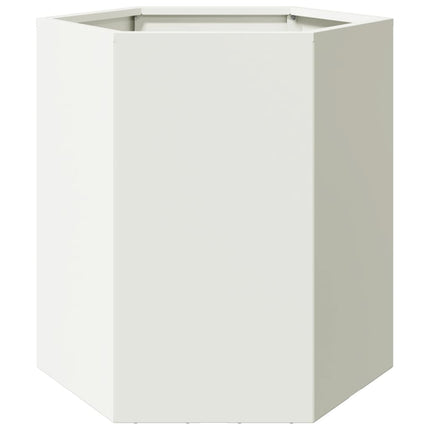 Fioriere da Giardino 2 pz Esagono Bianco 46x40x45 cm Acciaio