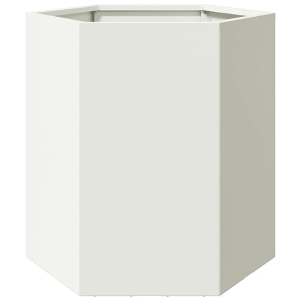 Fioriere da Giardino 2 pz Esagono Bianco 46x40x45 cm Acciaio