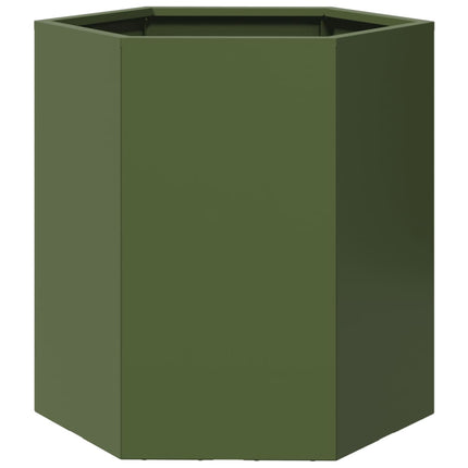 Fioriera da Giardino Verde Oliva Esagono 46x40x45 cm Acciaio