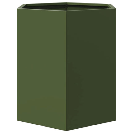 Fioriera da Giardino Verde Oliva Esagono 46x40x45 cm Acciaio