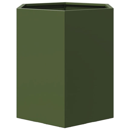 Fioriera da Giardino Verde Oliva Esagono 46x40x45 cm Acciaio