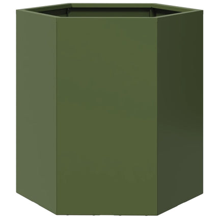 Fioriera da Giardino Verde Oliva Esagono 46x40x45 cm Acciaio