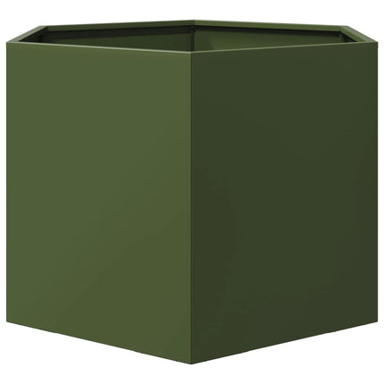 Fioriera da Giardino Verde Oliva Esagono 69x60x45 cm in Acciaio