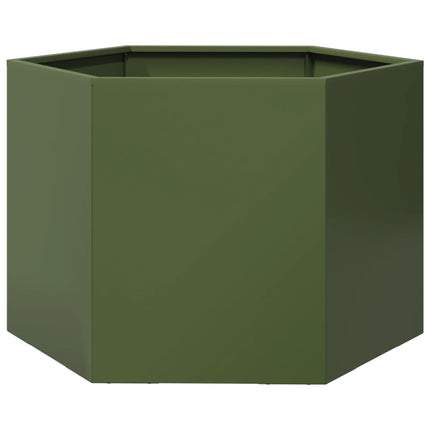 Fioriera da Giardino Verde Oliva Esagono 69x60x45 cm in Acciaio