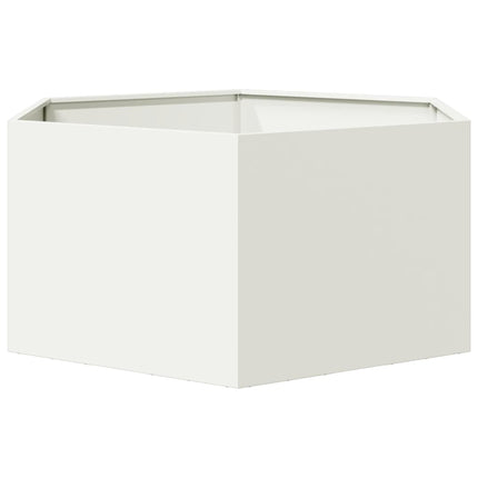 Fioriera da Giardino Bianca Esagono 104x90x45 cm in Acciaio