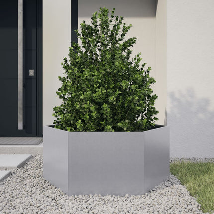 Fioriera da Giardino Esagono 104x90x45 cm in Acciaio Zincato