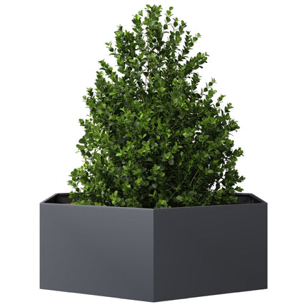 Fioriera da Giardino Antracite Esagono 138x120x45 cm in Acciaio