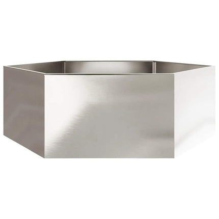 Fioriera da Giardino Esagono 138x120x45 cm in Acciaio Inox