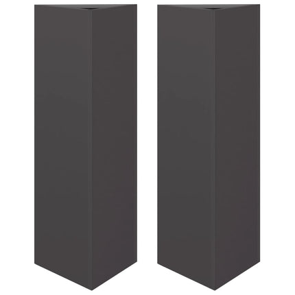 Fioriere da Giardino 2 pz Nere Triangolari 30x26x75 cm Acciaio