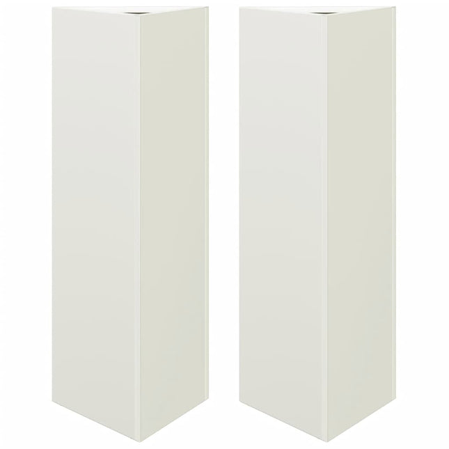 Fioriere 2 pz Bianche Triangolari 30x26x75 cm in Acciaio