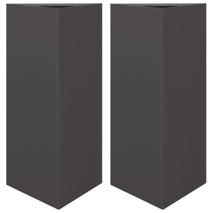 Fioriere da Giardino 2 pz Nere Triangolari 40x34,5x70cm Acciaio