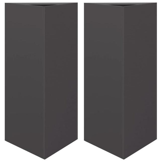 Fioriere da Giardino 2 pz Nere Triangolari 40x34,5x70cm Acciaio