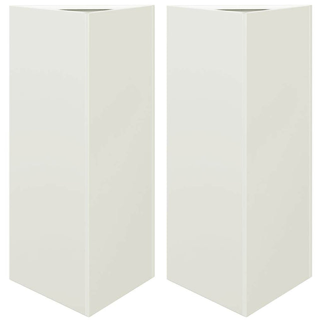 Fioriere 2 pz Bianche Triangolari 40x34,5x70 cm in Acciaio