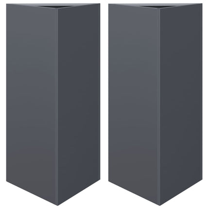 Fioriere 2 pz Antracite Triangolari 40x34,5x70 cm in Acciaio