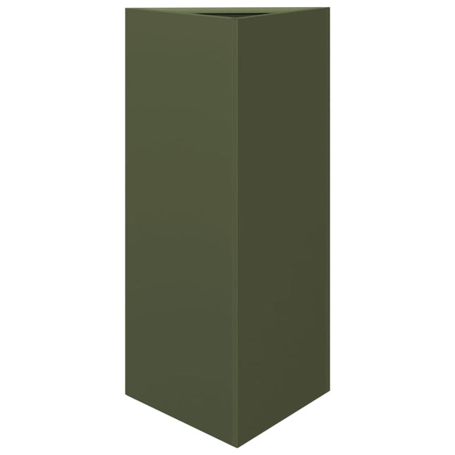 Fioriera Verde Oliva Triangolare 40x34,5x70 cm in Acciaio