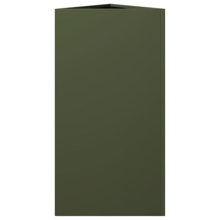 Fioriera Verde Oliva Triangolare 40x34,5x70 cm in Acciaio