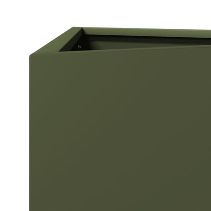 Fioriera Verde Oliva Triangolare 40x34,5x70 cm in Acciaio