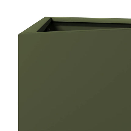 Fioriere 2 pz Verde Oliva Triangolari 40x34,5x70 cm in Acciaio