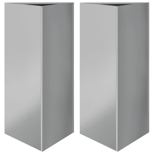 Fioriere 2 pz Triangolari 40x40x75 cm in Acciaio Zincato
