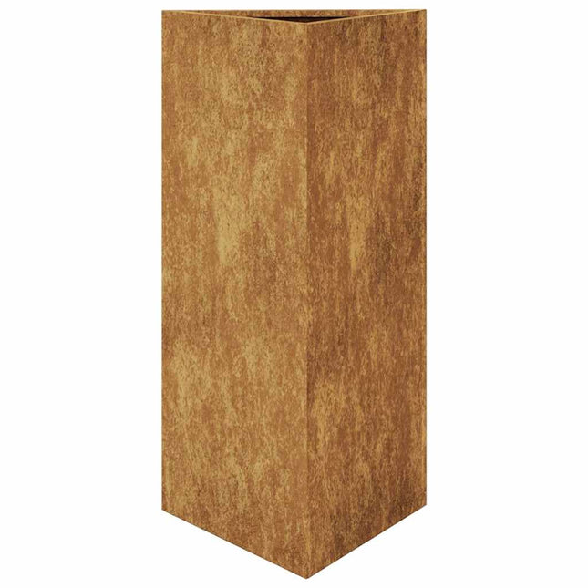 Fioriera da Giardino Triangolare 40x40x75 cm in Acciaio Corten