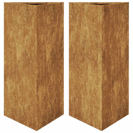 Fioriere da Giardino 2 pz Triangolari 40x40x75cm Acciaio Corten