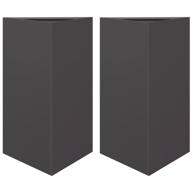 Fioriere da Giardino 2 pz Nere Triangolari 50x43x75 cm Acciaio