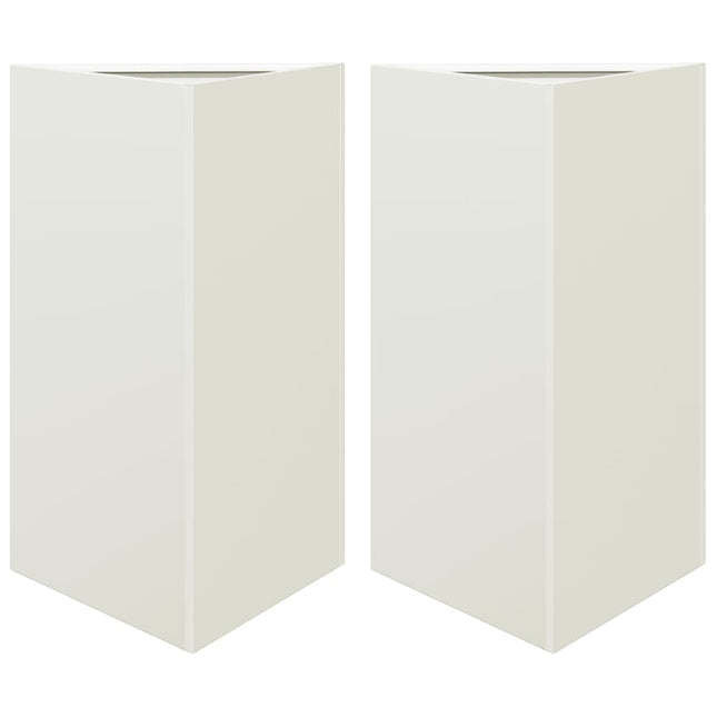 Fioriere 2 pz Bianche Triangolari 50x43x75 cm in Acciaio